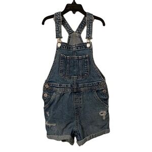 H&M Girl's Distressed Denim Overalls Shorts One Piece Size 7